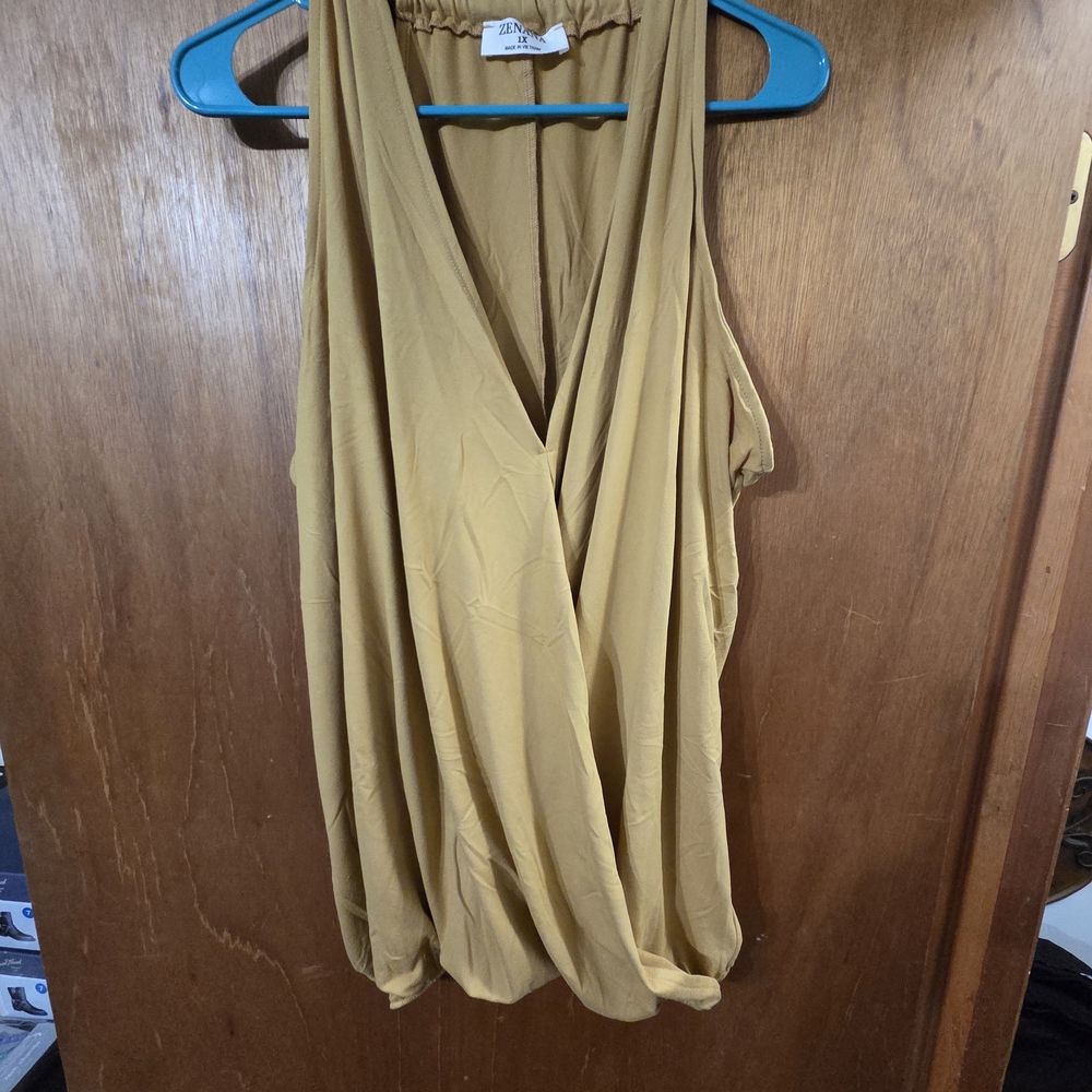 Zenana Outfitters Mustard Sleeveless Blouse